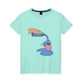 Женская футболка хлопок с принтом peach water в Екатеринбурге, 100% хлопок | прямой крой, круглый вырез горловины, длина до линии бедер, слегка спущенное плечо | peach | tmblr | tumbler | water | вода | персик