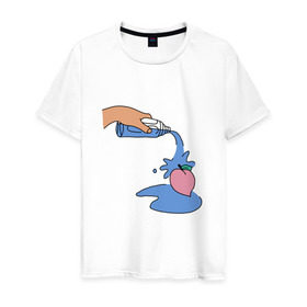 Мужская футболка хлопок с принтом peach water в Екатеринбурге, 100% хлопок | прямой крой, круглый вырез горловины, длина до линии бедер, слегка спущенное плечо. | Тематика изображения на принте: peach | tmblr | tumbler | water | вода | персик