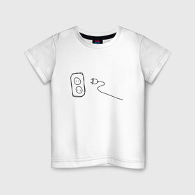 Детская футболка хлопок с принтом power socket в Екатеринбурге, 100% хлопок | круглый вырез горловины, полуприлегающий силуэт, длина до линии бедер | 