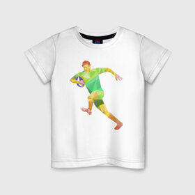 Детская футболка хлопок с принтом Регбист в Екатеринбурге, 100% хлопок | круглый вырез горловины, полуприлегающий силуэт, длина до линии бедер | геометрия | игра | кубок | мяч | полигональный | регби | спорт | футбол