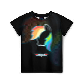 Детская футболка 3D с принтом My Little Pony в Екатеринбурге, 100% гипоаллергенный полиэфир | прямой крой, круглый вырез горловины, длина до линии бедер, чуть спущенное плечо, ткань немного тянется | dash | rainbow | пони | радуга