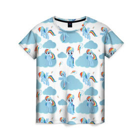Женская футболка 3D с принтом My Little Pony в Екатеринбурге, 100% полиэфир ( синтетическое хлопкоподобное полотно) | прямой крой, круглый вырез горловины, длина до линии бедер | dash | rainbow | пони | радуга