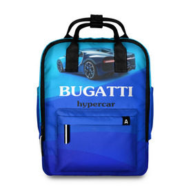 Женский рюкзак 3D с принтом Bugatti hypercar в Екатеринбурге, 100% полиэстер | лямки с регулируемой длиной, сверху ручки, чтобы рюкзак нести как сумку. Основное отделение закрывается на молнию, как и внешний карман. Внутри два дополнительных кармана, один из которых закрывается на молнию. По бокам два дополнительных кармашка, куда поместится маленькая бутылочка
 | Тематика изображения на принте: bugatti | chiron | hypercar | бугатти | гиперкар | суперкар | широн