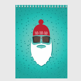 Скетчбук с принтом Санта хипстер в Екатеринбурге, 100% бумага
 | 48 листов, плотность листов — 100 г/м2, плотность картонной обложки — 250 г/м2. Листы скреплены сверху удобной пружинной спиралью | Тематика изображения на принте: борода | дед мороз | новый год | подарок на новый год | санта | санта хипстер | снег | снежинки | хипстер