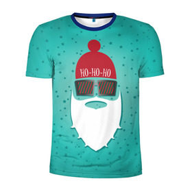 Мужская футболка 3D спортивная с принтом Санта хипстер в Екатеринбурге, 100% полиэстер с улучшенными характеристиками | приталенный силуэт, круглая горловина, широкие плечи, сужается к линии бедра | борода | дед мороз | новый год | подарок на новый год | санта | санта хипстер | снег | снежинки | хипстер