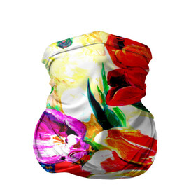 Бандана-труба 3D с принтом Тюльпаны в Екатеринбурге, 100% полиэстер, ткань с особыми свойствами — Activecool | плотность 150‒180 г/м2; хорошо тянется, но сохраняет форму | букет | цветы | яркие