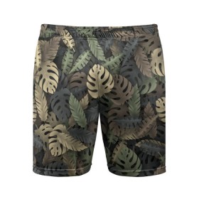 Мужские шорты 3D спортивные с принтом Тропический камуфляж в Екатеринбурге,  |  | Тематика изображения на принте: джунгли | камуфляж | листья | милитари | монстера | пальма | природа