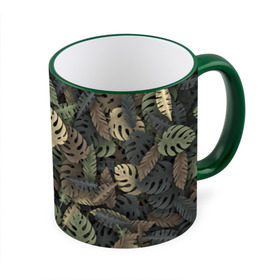Кружка 3D с принтом Тропический камуфляж в Екатеринбурге, керамика | ёмкость 330 мл | Тематика изображения на принте: джунгли | камуфляж | листья | милитари | монстера | пальма | природа