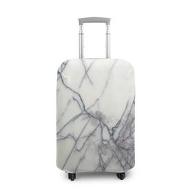 Чехол для чемодана 3D с принтом Белый мрамор в Екатеринбурге, 86% полиэфир, 14% спандекс | двустороннее нанесение принта, прорези для ручек и колес | каменный | камень