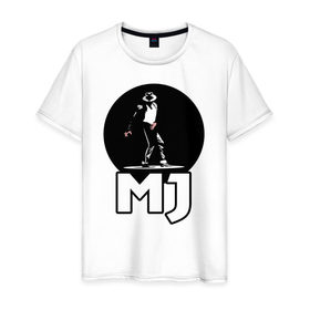 Мужская футболка хлопок с принтом Майкл Джексон в Екатеринбурге, 100% хлопок | прямой крой, круглый вырез горловины, длина до линии бедер, слегка спущенное плечо. | michael jackson | mj | король | майкл джексон | поп музыка