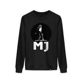 Женский свитшот хлопок с принтом Майкл Джексон в Екатеринбурге, 100% хлопок | прямой крой, круглый вырез, на манжетах и по низу широкая трикотажная резинка  | michael jackson | mj | король | майкл джексон | поп музыка