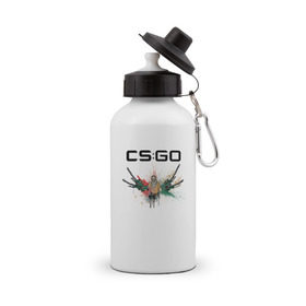 Бутылка спортивная с принтом cs:go - Dust graffiti 4 AWP в Екатеринбурге, металл | емкость — 500 мл, в комплекте две пластиковые крышки и карабин для крепления | 
