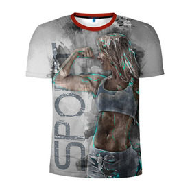 Мужская футболка 3D спортивная с принтом Фитоняшка в Екатеринбурге, 100% полиэстер с улучшенными характеристиками | приталенный силуэт, круглая горловина, широкие плечи, сужается к линии бедра | fitness