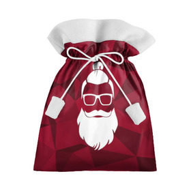 Подарочный 3D мешок с принтом Санта хипстер в Екатеринбурге, 100% полиэстер | Размер: 29*39 см | 2017 | борода | дед мороз | новый год | подарок на новый год | санта | санта хипстер | снег | снежинки | хипстер