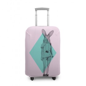 Чехол для чемодана 3D с принтом Pink Rabbit в Екатеринбурге, 86% полиэфир, 14% спандекс | двустороннее нанесение принта, прорези для ручек и колес | hipster | rabbit | swag | кролик | хипстер