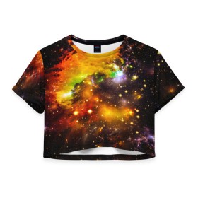 Женская футболка 3D укороченная с принтом Восхитительный космос в Екатеринбурге, 100% полиэстер | круглая горловина, длина футболки до линии талии, рукава с отворотами | вселенная | галактика | звёзды | космическое пространство | космос | созвездие