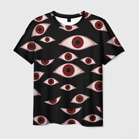 Мужская футболка 3D с принтом Глаза в Екатеринбурге, 100% полиэфир | прямой крой, круглый вырез горловины, длина до линии бедер | alucard | anime | helloween | hellsing | vampire | алукард | аниме | вампир | хеллоуин | хеллсинг