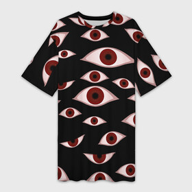Платье-футболка 3D с принтом Глаза в Екатеринбурге,  |  | alucard | anime | helloween | hellsing | vampire | алукард | аниме | вампир | хеллоуин | хеллсинг