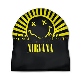 Шапка 3D с принтом Nirvana в Екатеринбурге, 100% полиэстер | универсальный размер, печать по всей поверхности изделия | Тематика изображения на принте: cobain | kurt | кобейн | курт | нирвана