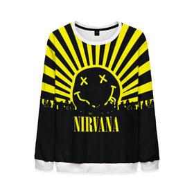 Мужской свитшот 3D с принтом Nirvana в Екатеринбурге, 100% полиэстер с мягким внутренним слоем | круглый вырез горловины, мягкая резинка на манжетах и поясе, свободная посадка по фигуре | Тематика изображения на принте: cobain | kurt | кобейн | курт | нирвана