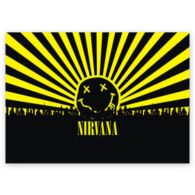 Поздравительная открытка с принтом Nirvana в Екатеринбурге, 100% бумага | плотность бумаги 280 г/м2, матовая, на обратной стороне линовка и место для марки
 | Тематика изображения на принте: cobain | kurt | кобейн | курт | нирвана