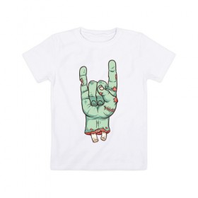 Детская футболка хлопок с принтом Zombie Rock Hand в Екатеринбурге, 100% хлопок | круглый вырез горловины, полуприлегающий силуэт, длина до линии бедер | halloween | zombie | zombie hand | зомби | хэллоуин