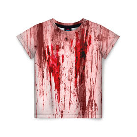 Детская футболка 3D с принтом Отпечаток в Екатеринбурге, 100% гипоаллергенный полиэфир | прямой крой, круглый вырез горловины, длина до линии бедер, чуть спущенное плечо, ткань немного тянется | halloween | helloween | кровь | ужас | хеллоин | хеллоуин | хелуин