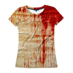 Женская футболка 3D с принтом Бинты 2 в Екатеринбурге, 100% полиэфир ( синтетическое хлопкоподобное полотно) | прямой крой, круглый вырез горловины, длина до линии бедер | halloween | helloween | кровь | ужас | хеллоин | хеллоуин | хелуин