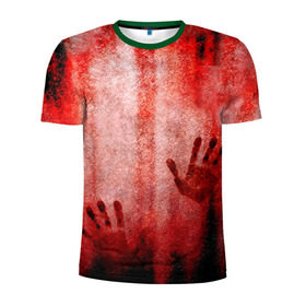 Мужская футболка 3D спортивная с принтом Отпечатки 2 в Екатеринбурге, 100% полиэстер с улучшенными характеристиками | приталенный силуэт, круглая горловина, широкие плечи, сужается к линии бедра | halloween | helloween | кровь | ужас | хеллоин | хеллоуин | хелуин