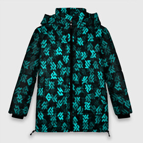 Женская зимняя куртка 3D с принтом Инопланетная письменность в Екатеринбурге, верх — 100% полиэстер; подкладка — 100% полиэстер; утеплитель — 100% полиэстер | длина ниже бедра, силуэт Оверсайз. Есть воротник-стойка, отстегивающийся капюшон и ветрозащитная планка. 

Боковые карманы с листочкой на кнопках и внутренний карман на молнии | Тематика изображения на принте: alien | ufo | знаки | инопланентянин | инопланетяне | нло | символы | текст | текстура