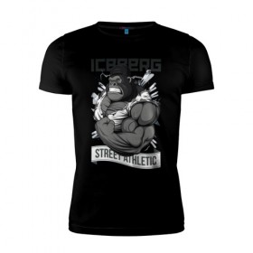 Мужская футболка премиум с принтом Gorilla | Iceberg в Екатеринбурге, 92% хлопок, 8% лайкра | приталенный силуэт, круглый вырез ворота, длина до линии бедра, короткий рукав | Тематика изображения на принте: 