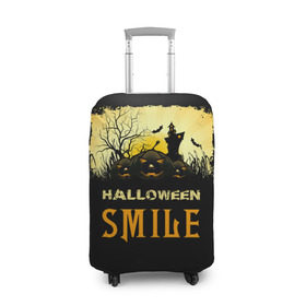 Чехол для чемодана 3D с принтом Smile в Екатеринбурге, 86% полиэфир, 14% спандекс | двустороннее нанесение принта, прорези для ручек и колес | halloween | замок | летучая мышь | луна | праздник | привидение | тыква | хэллоуин