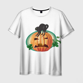 Мужская футболка 3D с принтом Happy Halloween в Екатеринбурге, 100% полиэфир | прямой крой, круглый вырез горловины, длина до линии бедер | 