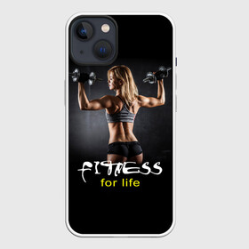 Чехол для iPhone 13 с принтом Fitness for life в Екатеринбурге,  |  | fitness. гантели | девушка | прикольные картинки | спорт | тело | экстрим