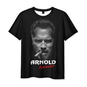 Мужская футболка 3D с принтом Arnold forever в Екатеринбурге, 100% полиэфир | прямой крой, круглый вырез горловины, длина до линии бедер | Тематика изображения на принте: актёр | арнольд шварценеггер | боевик | звезда | киногерой | супергерой | терминатор