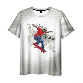 Мужская футболка 3D с принтом Скейтер в Екатеринбурге, 100% полиэфир | прямой крой, круглый вырез горловины, длина до линии бедер | Тематика изображения на принте: skater | skull | xtreme | граффити | скейт | спорт | череп | экстрим