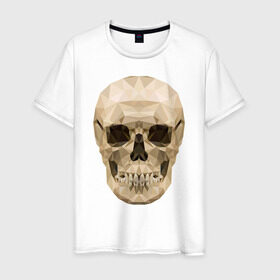 Мужская футболка хлопок с принтом Геометрический череп в Екатеринбурге, 100% хлопок | прямой крой, круглый вырез горловины, длина до линии бедер, слегка спущенное плечо. | геометрия | полигонал | череп
