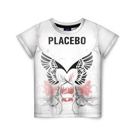 Детская футболка 3D с принтом Placebo в Екатеринбурге, 100% гипоаллергенный полиэфир | прямой крой, круглый вырез горловины, длина до линии бедер, чуть спущенное плечо, ткань немного тянется | Тематика изображения на принте: lacebo |  брайан молко | альтернатива. | пласибо | плацебо | плэйсебо | плэсибо | рок