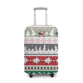 Чехол для чемодана 3D с принтом Новогодний орнамент в Екатеринбурге, 86% полиэфир, 14% спандекс | двустороннее нанесение принта, прорези для ручек и колес | дед мороз | елка | новогодний орнамент | подарок на новый год | праздник | снеговик | снежинки