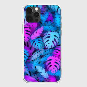 Чехол для iPhone 12 Pro Max с принтом Сине-розовые тропики в Екатеринбурге, Силикон |  | джунгли | листья | монстера | пальма | психоделический | текстура | тропики