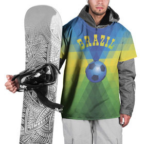 Накидка на куртку 3D с принтом Бразилия в Екатеринбурге, 100% полиэстер |  | бразилия | геометрия | игра | кубок | мяч | полигональный | спорт | футбол