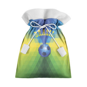 Подарочный 3D мешок с принтом Бразилия в Екатеринбурге, 100% полиэстер | Размер: 29*39 см | Тематика изображения на принте: бразилия | геометрия | игра | кубок | мяч | полигональный | спорт | футбол