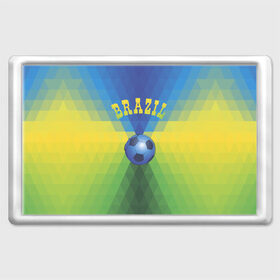 Магнит 45*70 с принтом Бразилия в Екатеринбурге, Пластик | Размер: 78*52 мм; Размер печати: 70*45 | Тематика изображения на принте: бразилия | геометрия | игра | кубок | мяч | полигональный | спорт | футбол