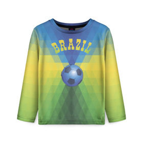 Детский лонгслив 3D с принтом Бразилия в Екатеринбурге, 100% полиэстер | длинные рукава, круглый вырез горловины, полуприлегающий силуэт
 | бразилия | геометрия | игра | кубок | мяч | полигональный | спорт | футбол