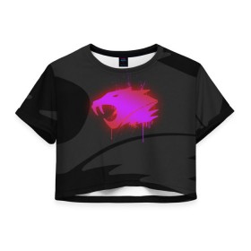 Женская футболка 3D укороченная с принтом cs:go - iBUYPOWER (Black collection) в Екатеринбурге, 100% полиэстер | круглая горловина, длина футболки до линии талии, рукава с отворотами | 2014 | cs | csgo | ibuypower | katowice | го | кс