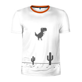 Мужская футболка 3D спортивная с принтом T-rex game в Екатеринбурге, 100% полиэстер с улучшенными характеристиками | приталенный силуэт, круглая горловина, широкие плечи, сужается к линии бедра | chrome | google | гугл | хром