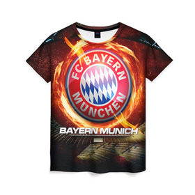 Женская футболка 3D с принтом Bayern в Екатеринбурге, 100% полиэфир ( синтетическое хлопкоподобное полотно) | прямой крой, круглый вырез горловины, длина до линии бедер | bayern | football | бавария | бундеслига | немецкий чемпионат | футбол
