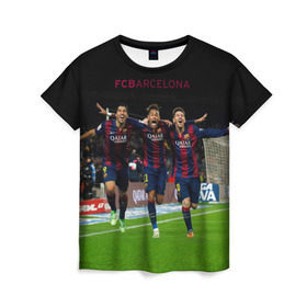 Женская футболка 3D с принтом Barcelona6 в Екатеринбурге, 100% полиэфир ( синтетическое хлопкоподобное полотно) | прямой крой, круглый вырез горловины, длина до линии бедер | barcelona | football | барса | барселона | примера | футбол | чемпионат испании