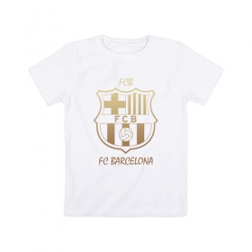 Детская футболка хлопок с принтом Barcelona1 в Екатеринбурге, 100% хлопок | круглый вырез горловины, полуприлегающий силуэт, длина до линии бедер | barcelona | football | барса | барселона | примера | футбол | чемпионат испании