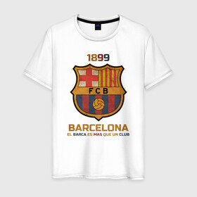 Мужская футболка хлопок с принтом Barcelona2 в Екатеринбурге, 100% хлопок | прямой крой, круглый вырез горловины, длина до линии бедер, слегка спущенное плечо. | barcelona | football | барса | барселона | примера | футбол | чемпионат испании